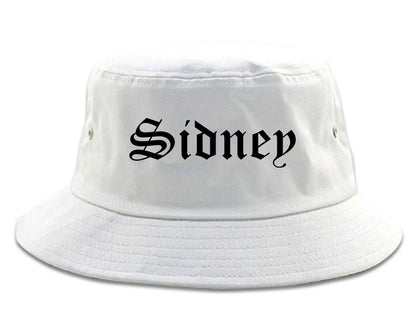 Sidney Ohio OH Old English Mens Bucket Hat White