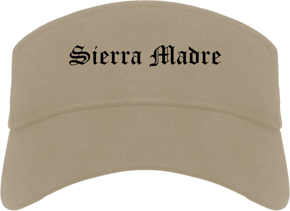 Sierra Madre California CA Old English Mens Visor Cap Hat Khaki