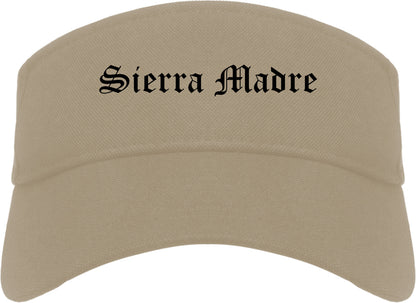 Sierra Madre California CA Old English Mens Visor Cap Hat Khaki