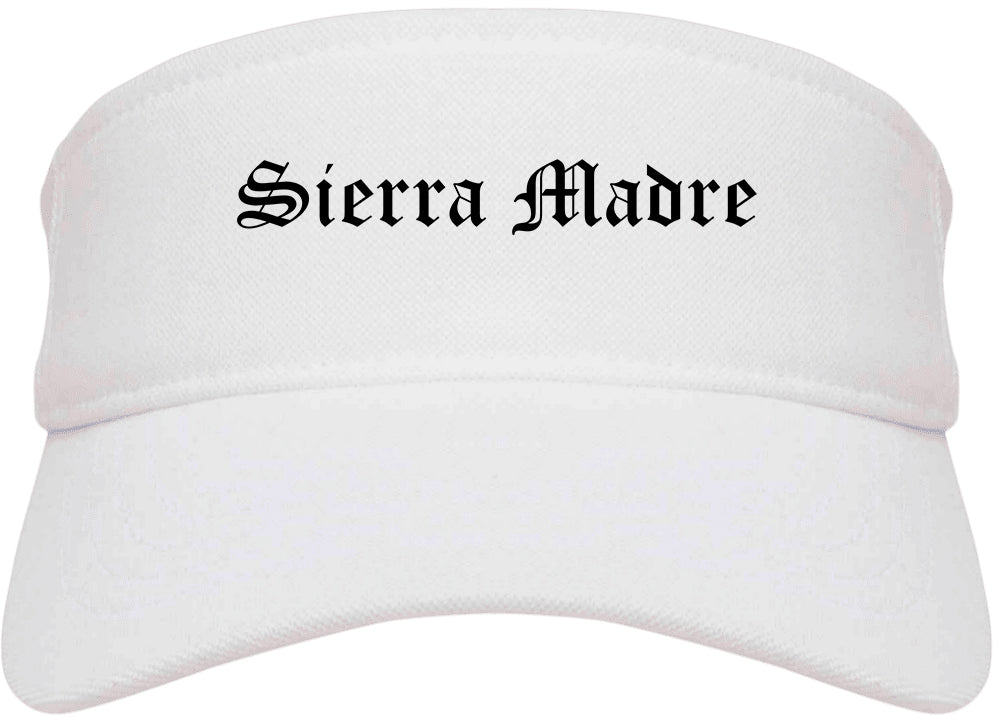 Sierra Madre California CA Old English Mens Visor Cap Hat White