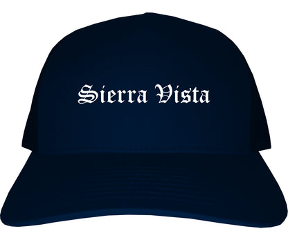 Sierra Vista Arizona AZ Old English Mens Trucker Hat Cap Navy Blue