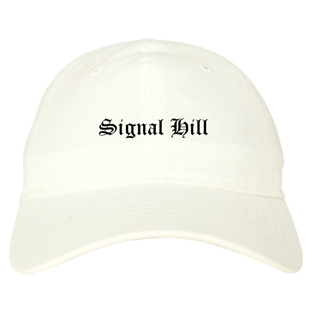 Signal Hill California CA Old English Mens Dad Hat Baseball Cap White
