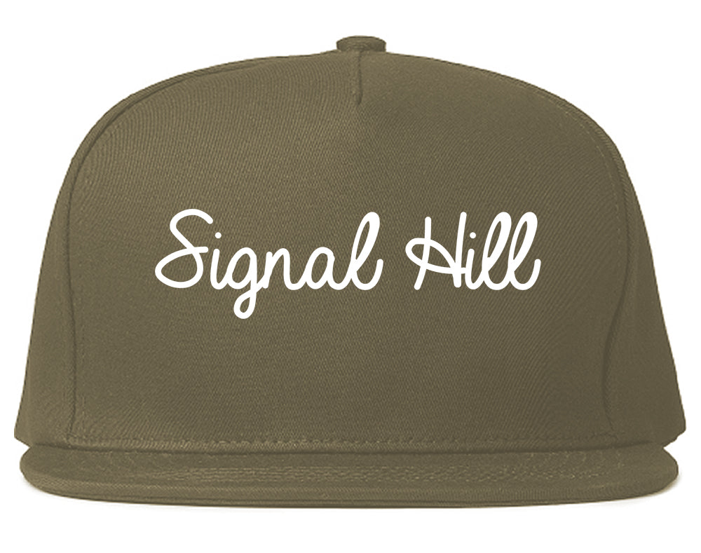 Signal Hill California CA Script Mens Snapback Hat Grey