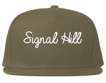 Signal Hill California CA Script Mens Snapback Hat Grey