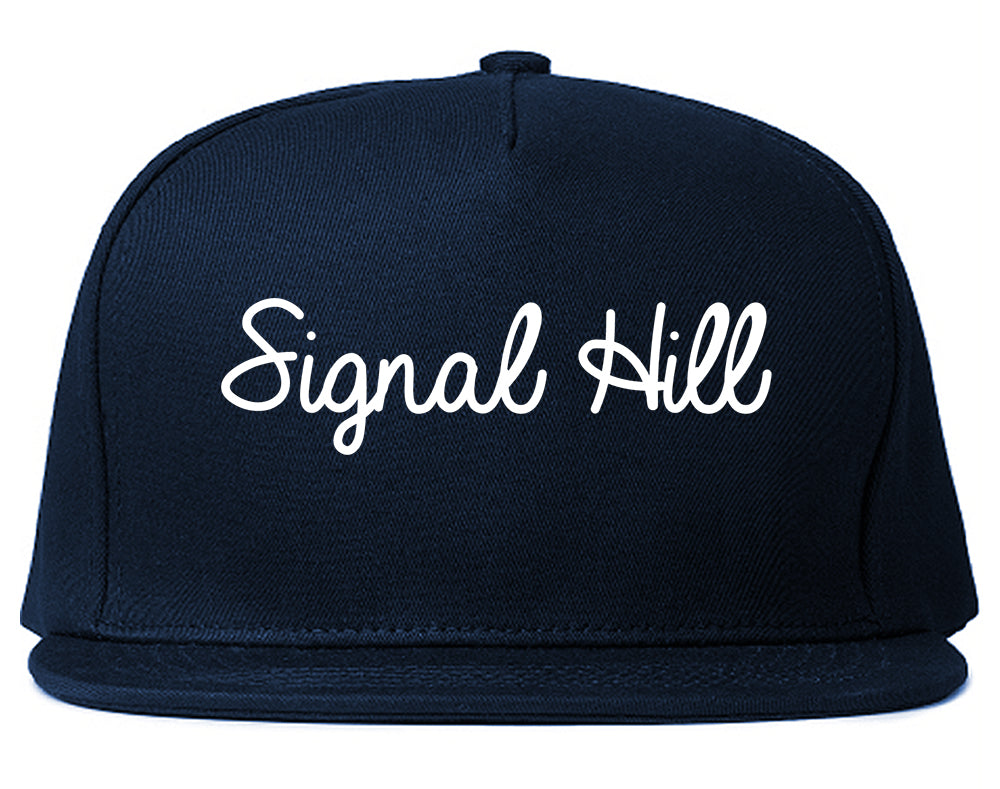 Signal Hill California CA Script Mens Snapback Hat Navy Blue