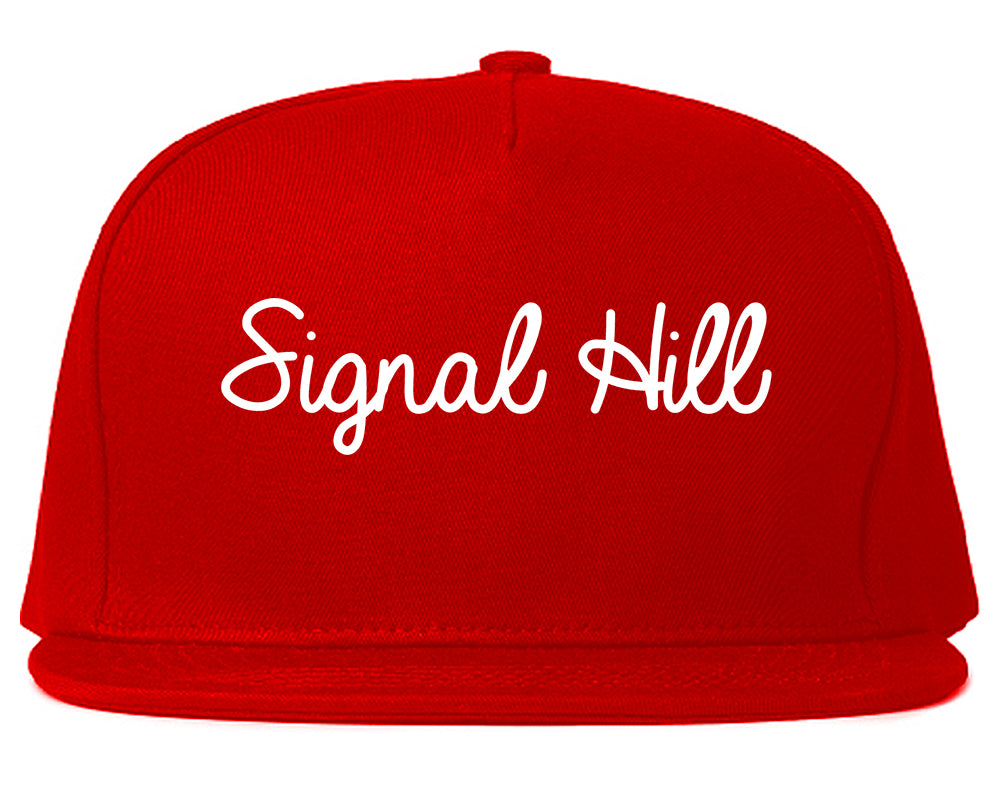 Signal Hill California CA Script Mens Snapback Hat Red