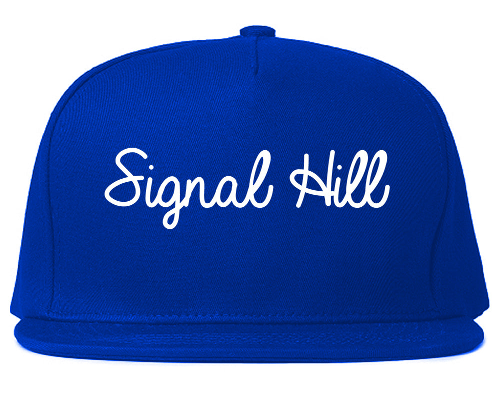 Signal Hill California CA Script Mens Snapback Hat Royal Blue