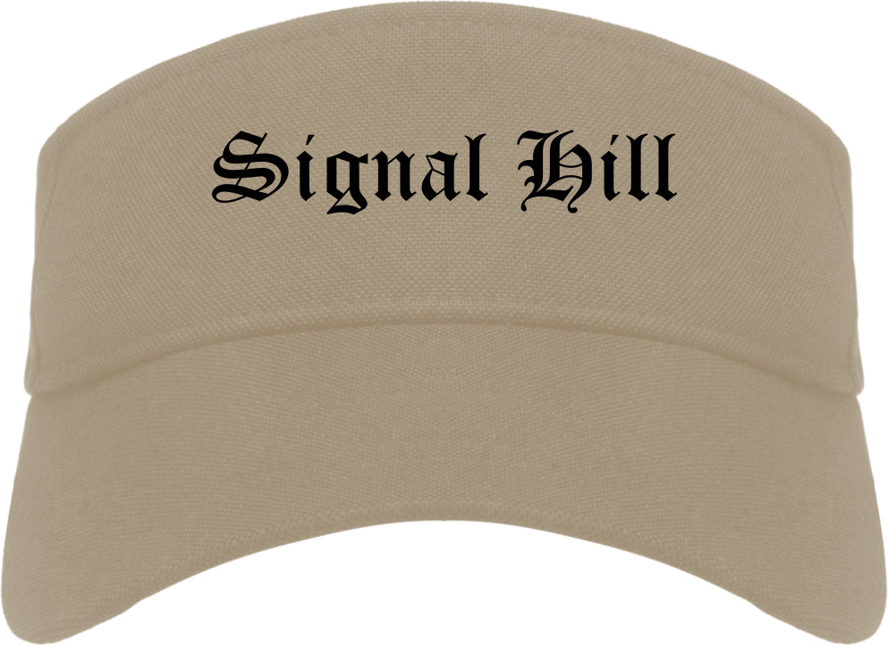 Signal Hill California CA Old English Mens Visor Cap Hat Khaki