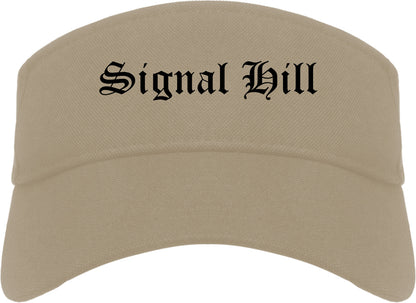 Signal Hill California CA Old English Mens Visor Cap Hat Khaki