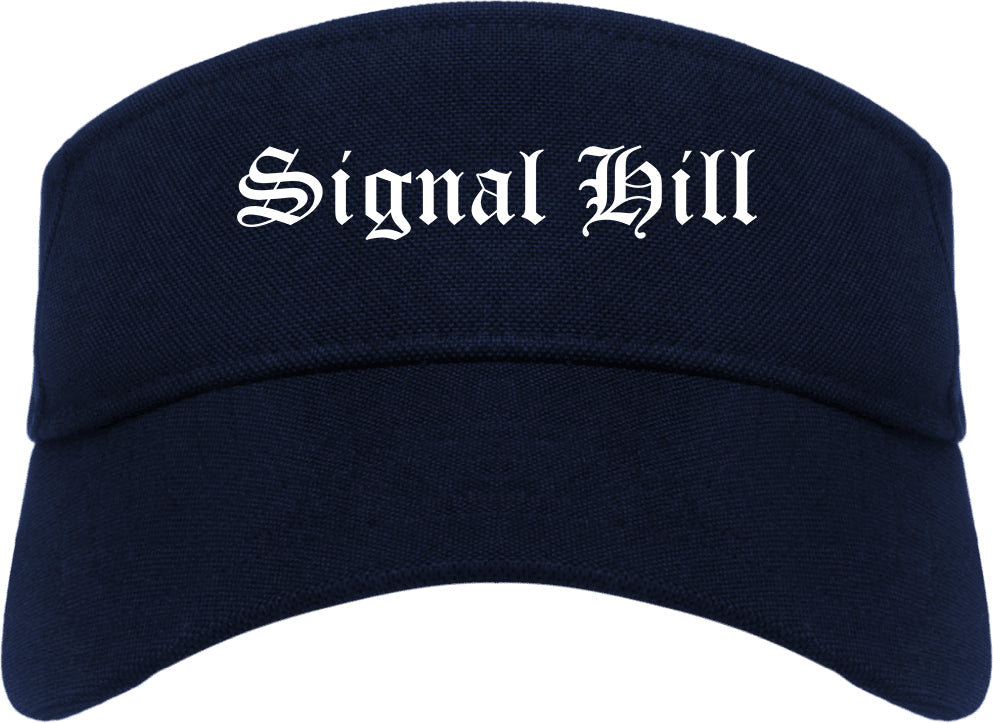 Signal Hill California CA Old English Mens Visor Cap Hat Navy Blue