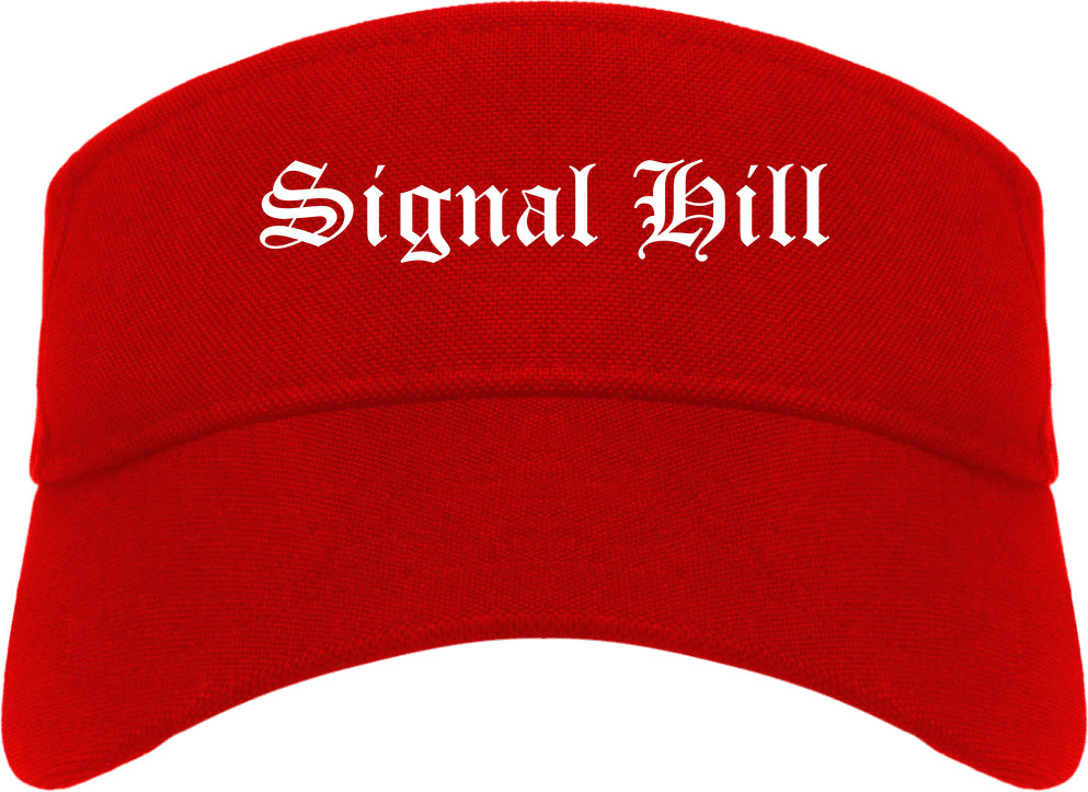 Signal Hill California CA Old English Mens Visor Cap Hat Red