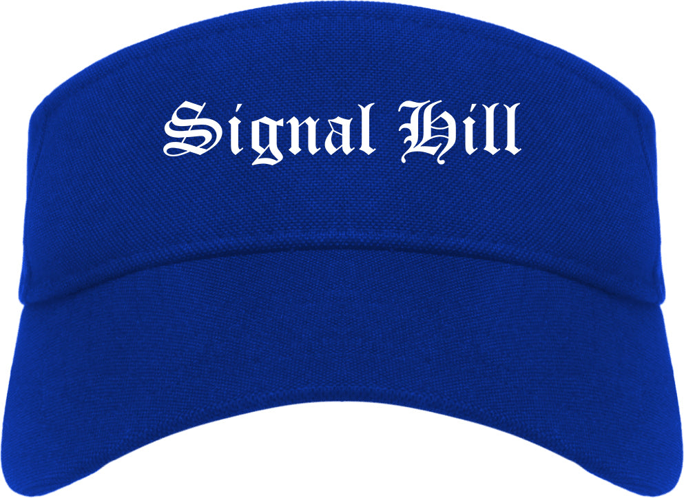 Signal Hill California CA Old English Mens Visor Cap Hat Royal Blue