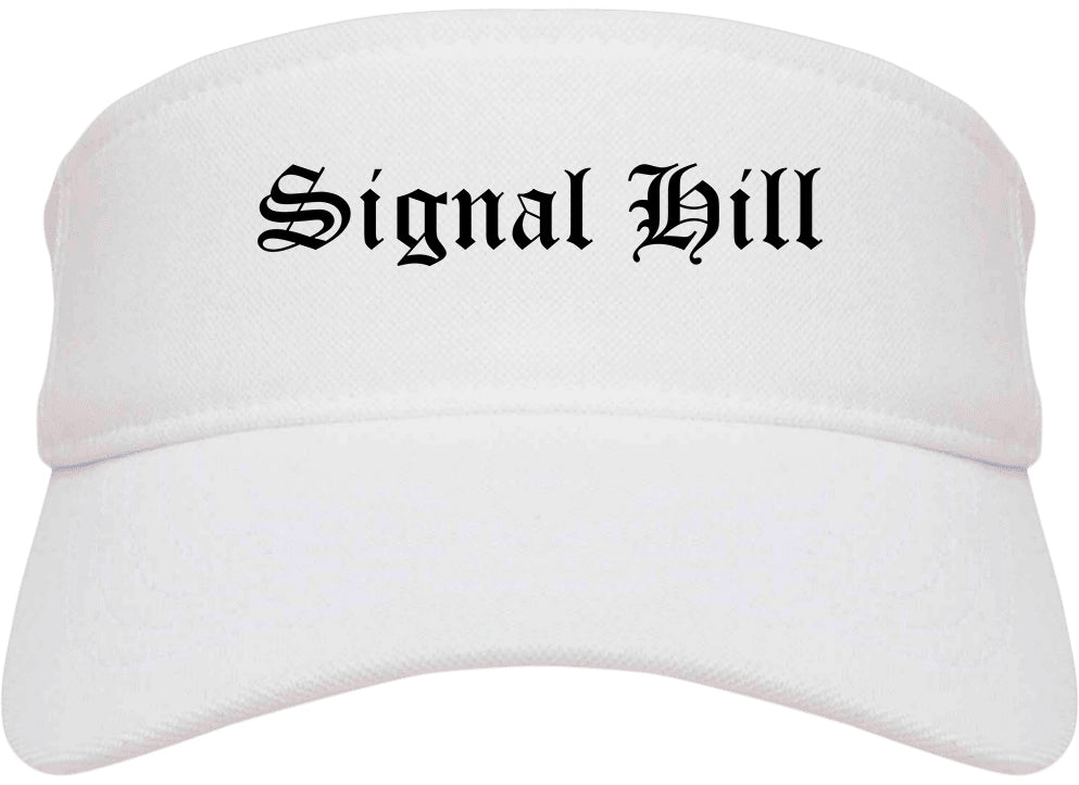 Signal Hill California CA Old English Mens Visor Cap Hat White
