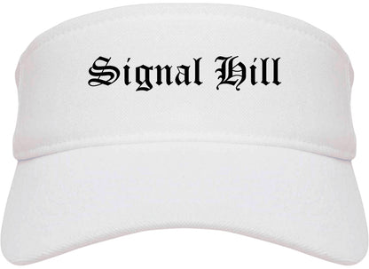 Signal Hill California CA Old English Mens Visor Cap Hat White