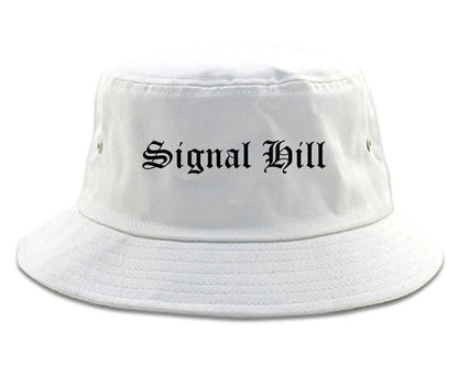 Signal Hill California CA Old English Mens Bucket Hat White