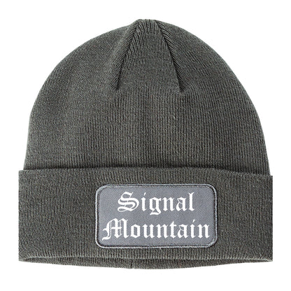 Signal Mountain Tennessee TN Old English Mens Knit Beanie Hat Cap Grey