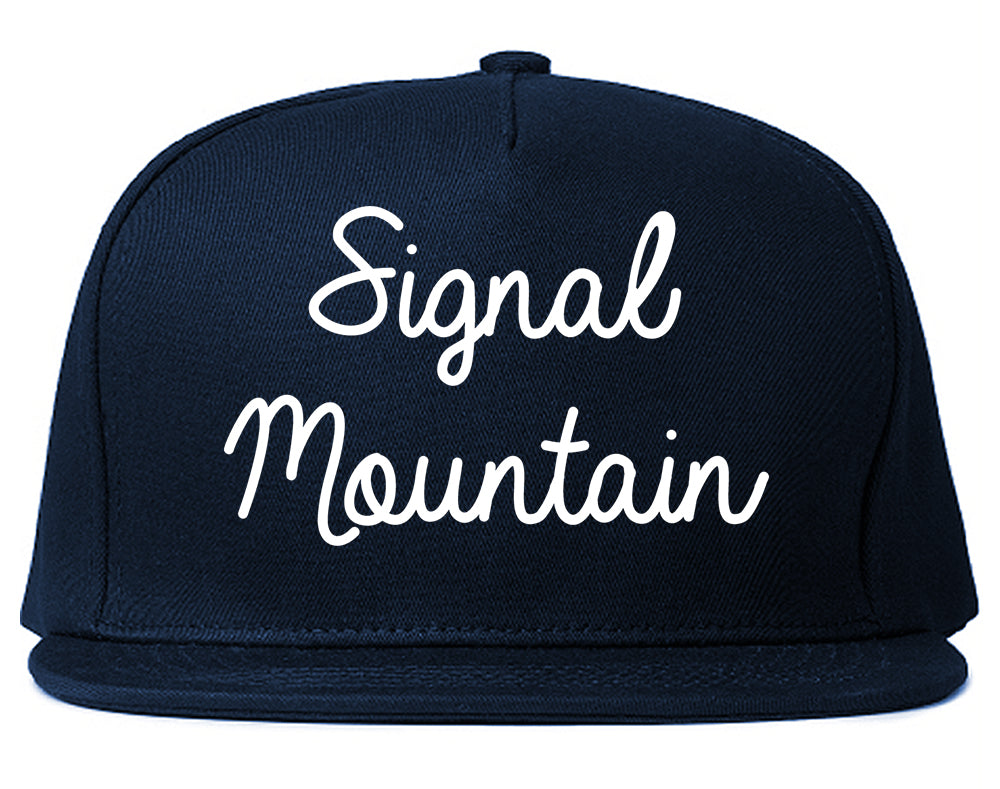 Signal Mountain Tennessee TN Script Mens Snapback Hat Navy Blue