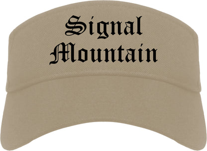 Signal Mountain Tennessee TN Old English Mens Visor Cap Hat Khaki
