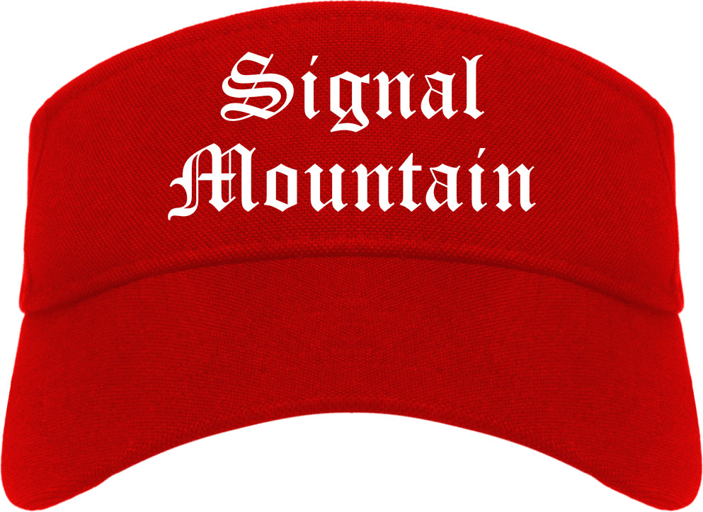 Signal Mountain Tennessee TN Old English Mens Visor Cap Hat Red