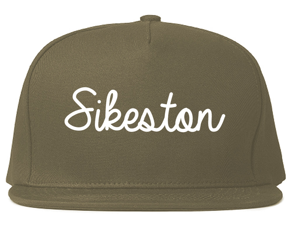 Sikeston Missouri MO Script Mens Snapback Hat Grey