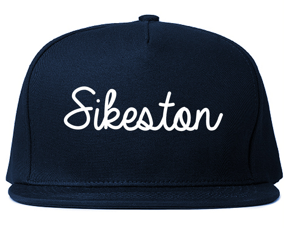 Sikeston Missouri MO Script Mens Snapback Hat Navy Blue