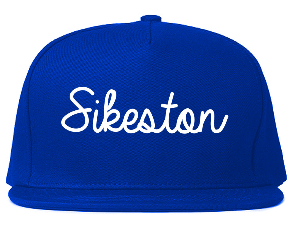 Sikeston Missouri MO Script Mens Snapback Hat Royal Blue