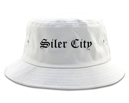 Siler City North Carolina NC Old English Mens Bucket Hat White