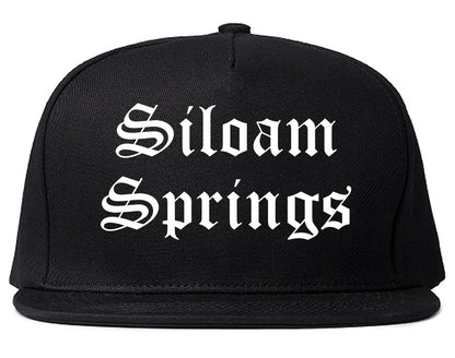 Siloam Springs Arkansas AR Old English Mens Snapback Hat Black