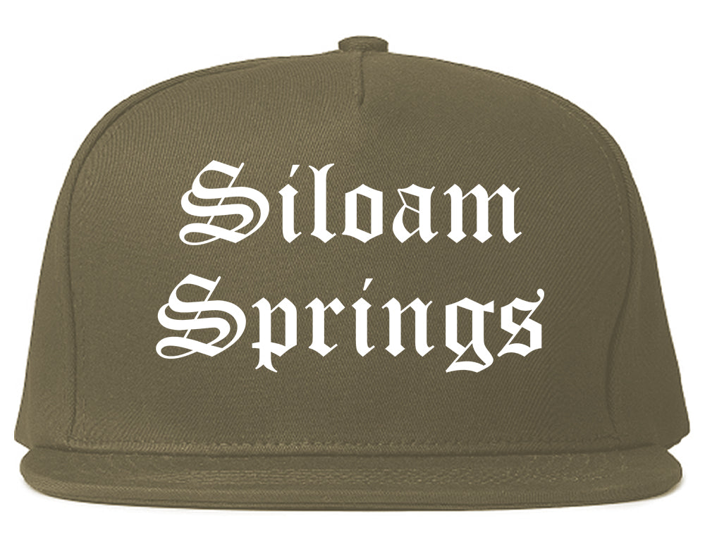 Siloam Springs Arkansas AR Old English Mens Snapback Hat Grey