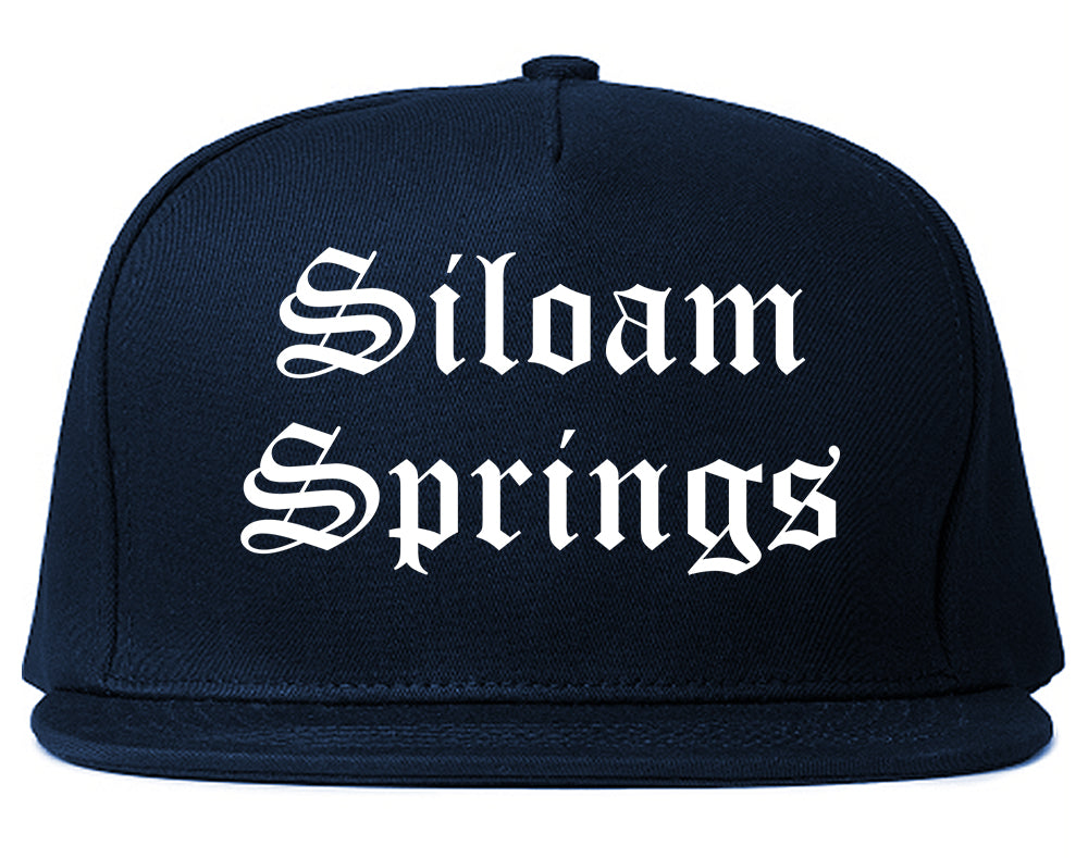 Siloam Springs Arkansas AR Old English Mens Snapback Hat Navy Blue