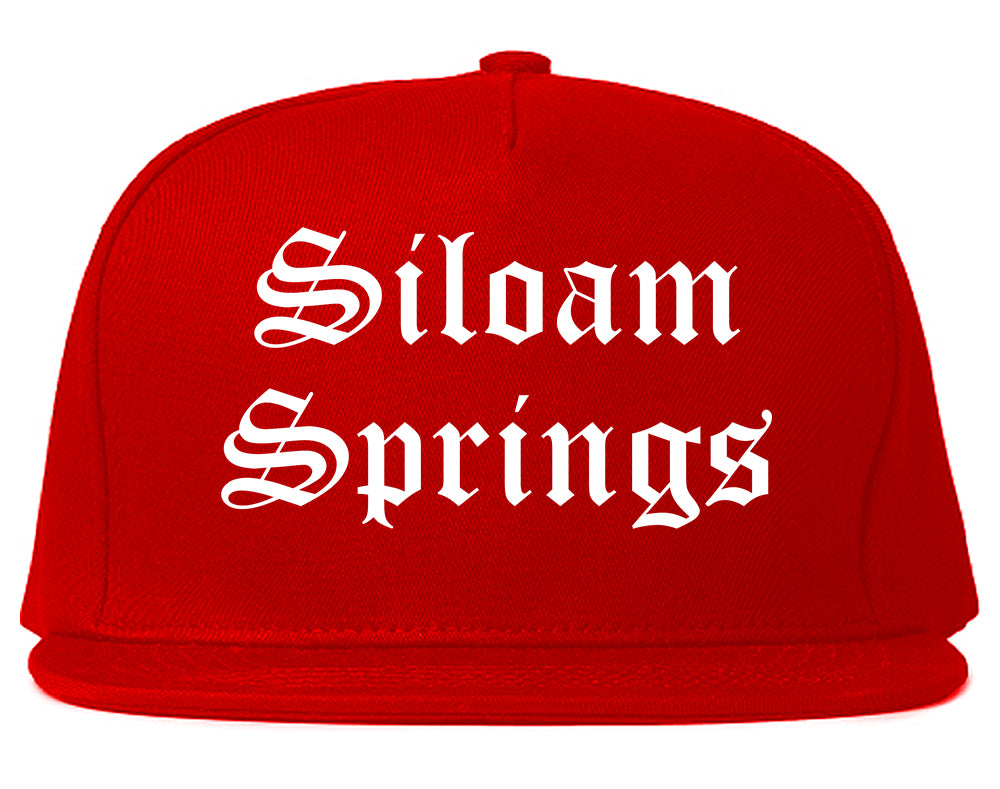 Siloam Springs Arkansas AR Old English Mens Snapback Hat Red