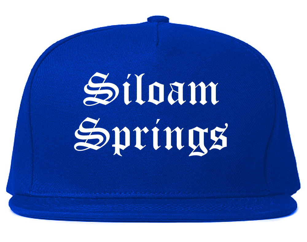 Siloam Springs Arkansas AR Old English Mens Snapback Hat Royal Blue