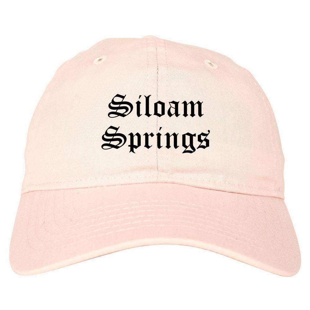 Siloam Springs Arkansas AR Old English Mens Dad Hat Baseball Cap Pink