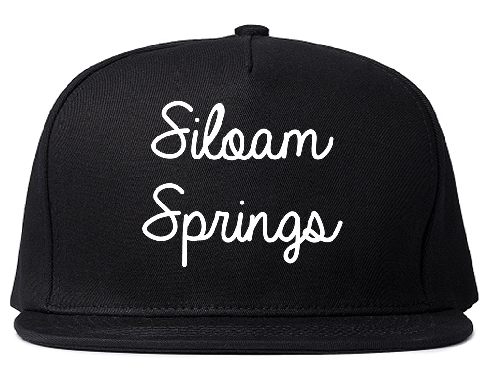 Siloam Springs Arkansas AR Script Mens Snapback Hat Black