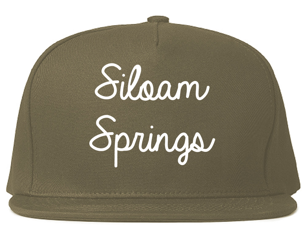 Siloam Springs Arkansas AR Script Mens Snapback Hat Grey