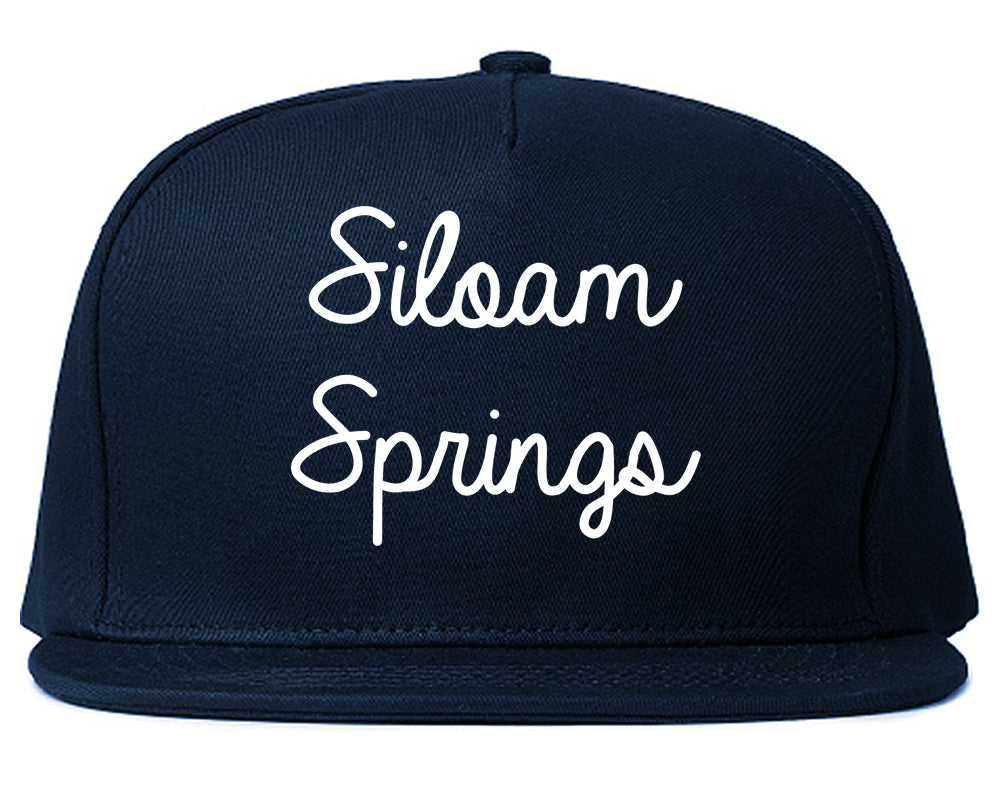 Siloam Springs Arkansas AR Script Mens Snapback Hat Navy Blue
