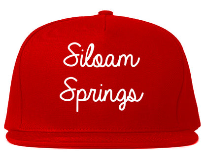 Siloam Springs Arkansas AR Script Mens Snapback Hat Red