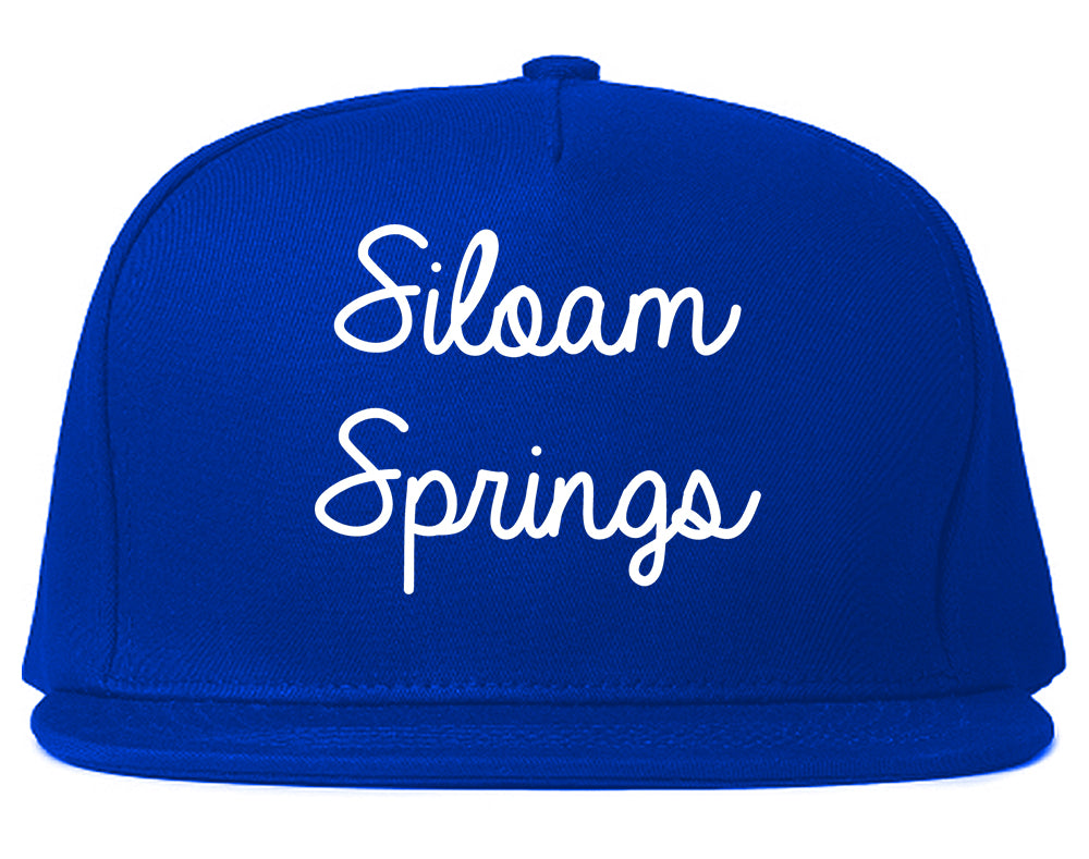Siloam Springs Arkansas AR Script Mens Snapback Hat Royal Blue