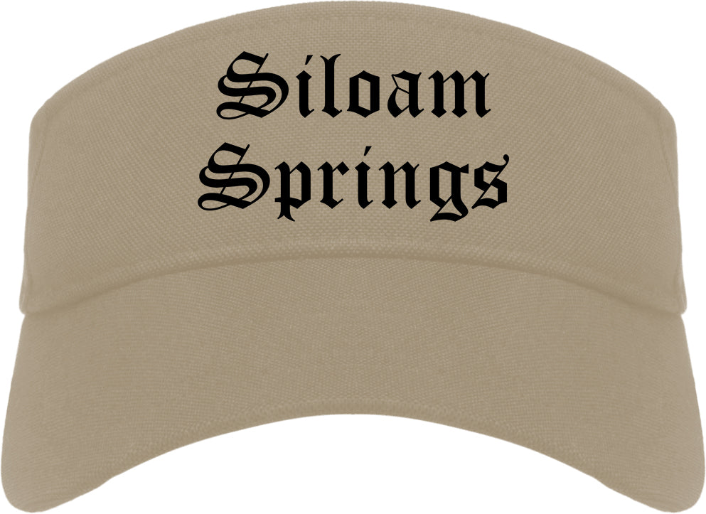 Siloam Springs Arkansas AR Old English Mens Visor Cap Hat Khaki