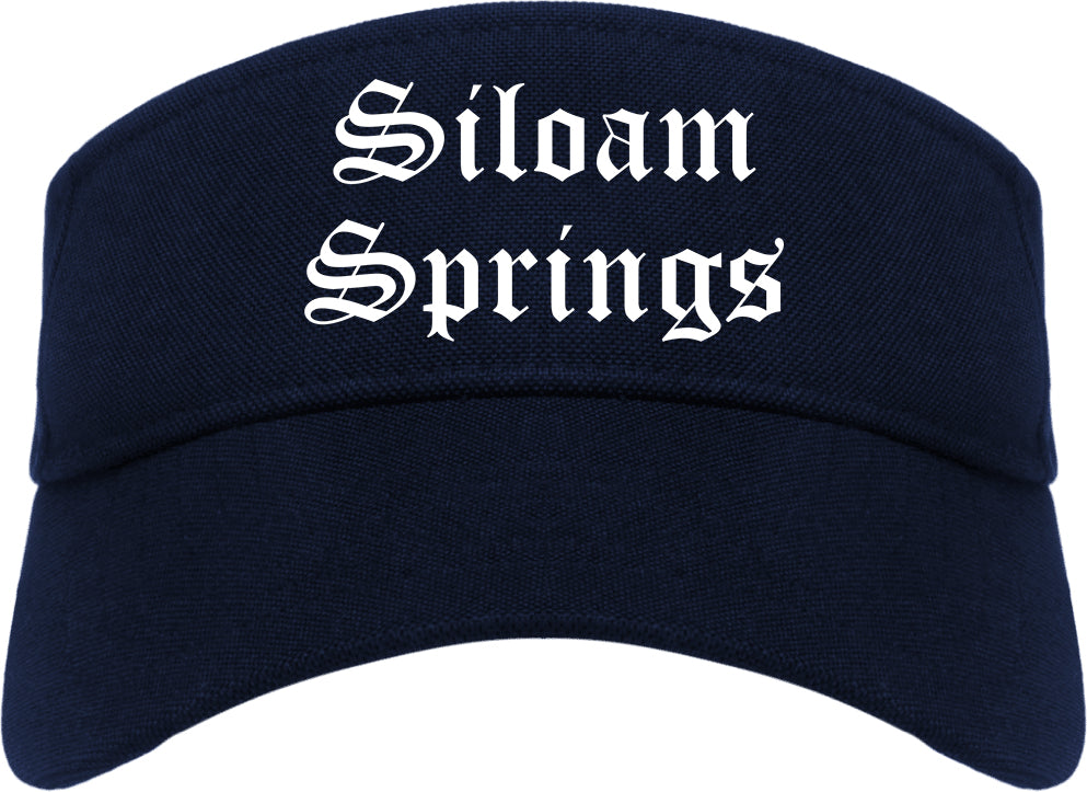 Siloam Springs Arkansas AR Old English Mens Visor Cap Hat Navy Blue
