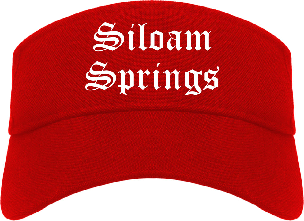 Siloam Springs Arkansas AR Old English Mens Visor Cap Hat Red
