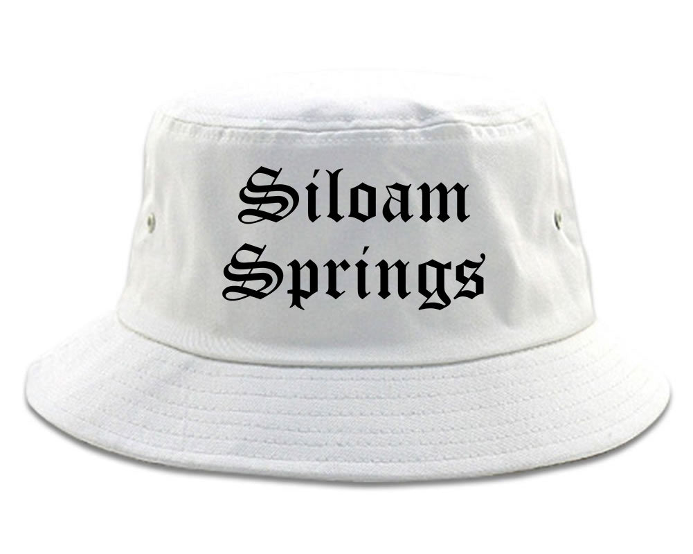 Siloam Springs Arkansas AR Old English Mens Bucket Hat White