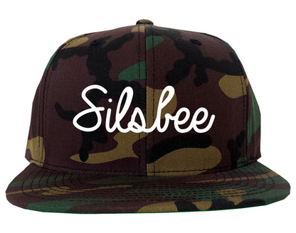 Silsbee Texas TX Script Mens Snapback Hat Army Camo