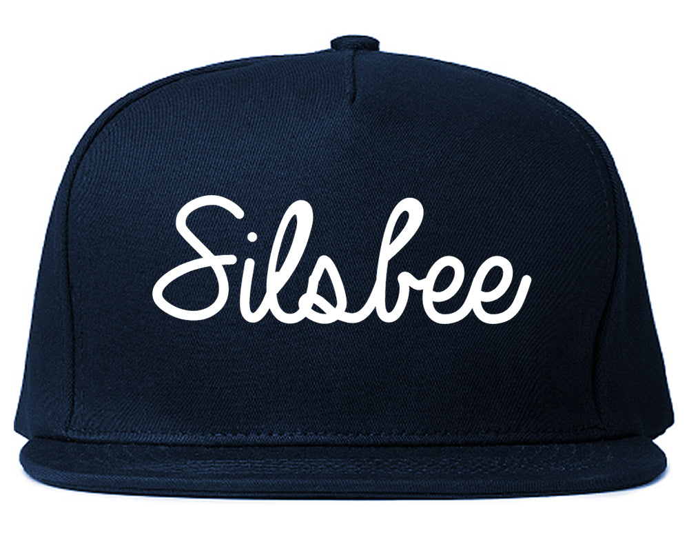 Silsbee Texas TX Script Mens Snapback Hat Navy Blue