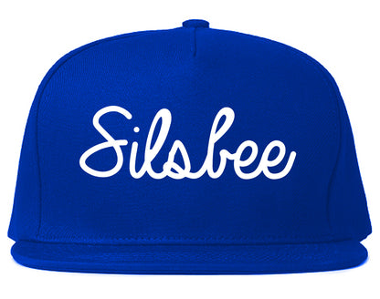 Silsbee Texas TX Script Mens Snapback Hat Royal Blue
