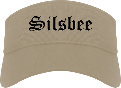 Silsbee Texas TX Old English Mens Visor Cap Hat Khaki