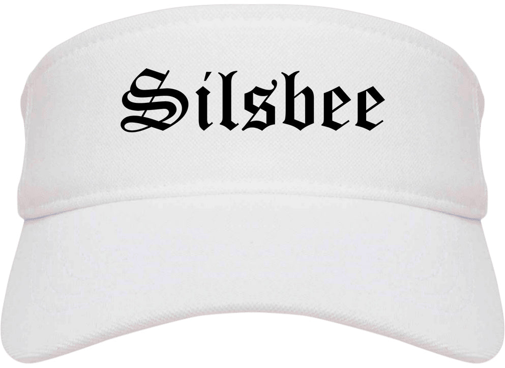 Silsbee Texas TX Old English Mens Visor Cap Hat White