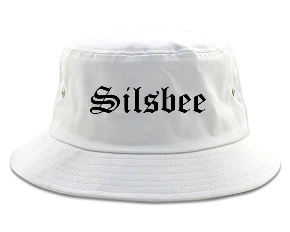 Silsbee Texas TX Old English Mens Bucket Hat White