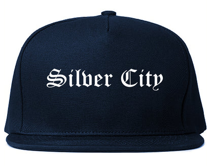 Silver City New Mexico NM Old English Mens Snapback Hat Navy Blue