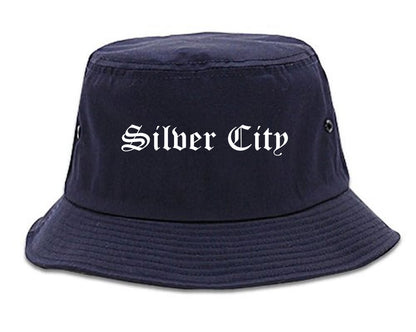 Silver City New Mexico NM Old English Mens Bucket Hat Navy Blue
